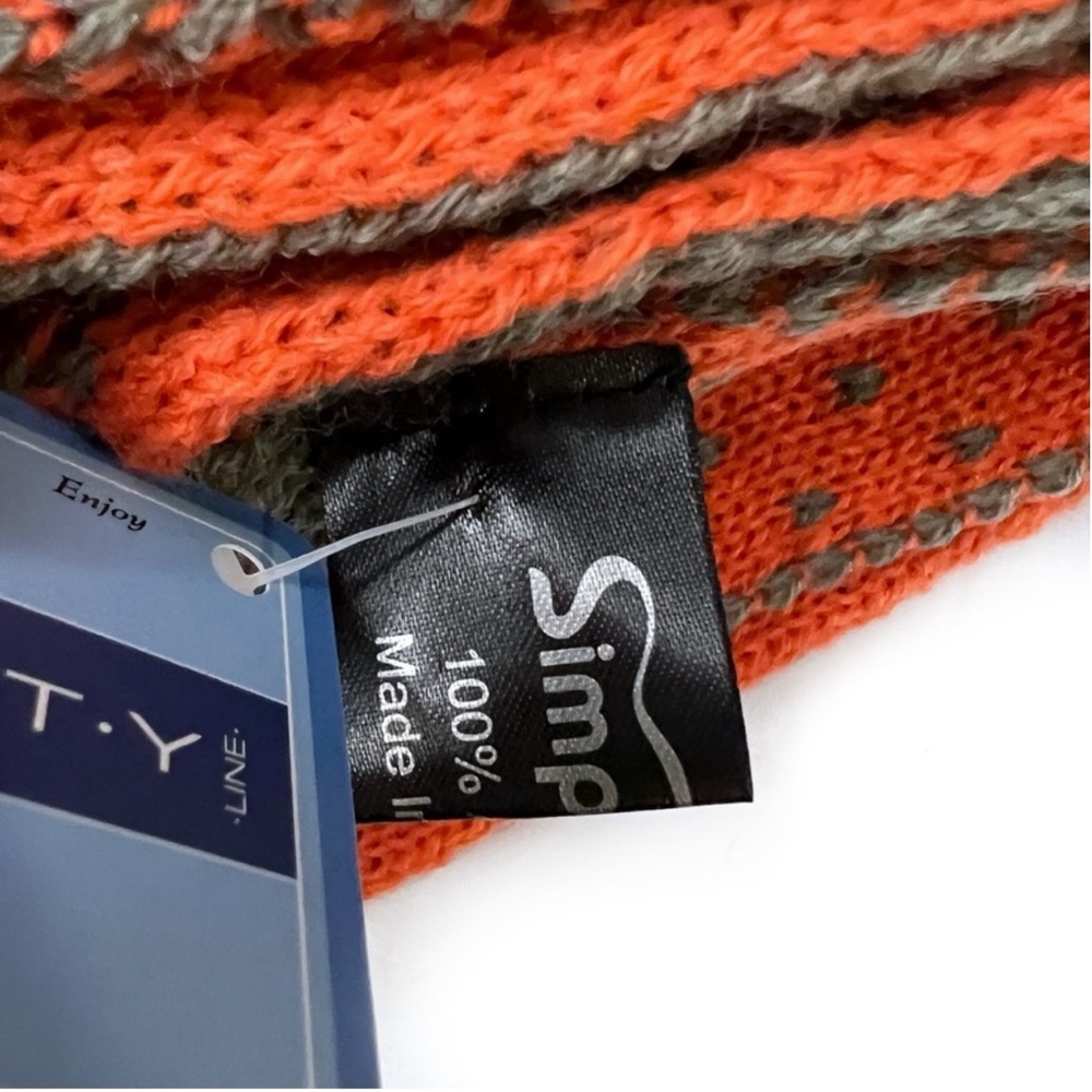 Simplicity Knit Winter Scarf Wide Long Wrap Gray and Orange Reversible U… - Picture 7 of 15